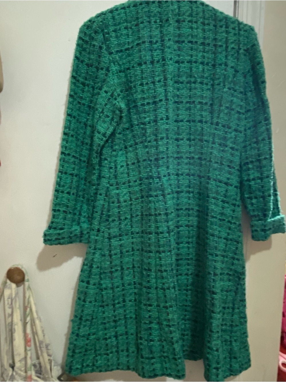 Maison Tara Green Tweed Jacket with Navy Threading - Picture 6 of 6